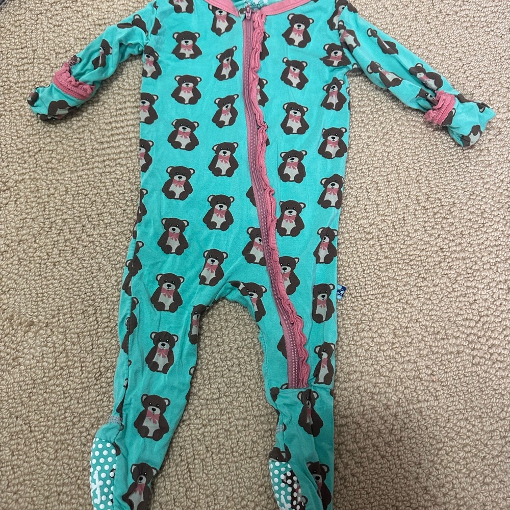 Adorable Bamboo Bear Print Kids One Piece